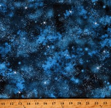 Cotton Night Sky Stars Space Galaxy Blue Fabric Print by Yard D486.80 - £10.92 GBP
