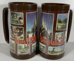 Lot of 2 Walt Disney World Vintage Plastic Thermo-Serv Mugs Cups Magic Kingdom - £19.73 GBP