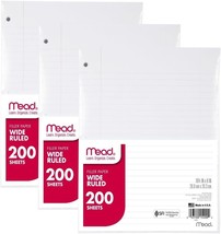 Mead Loose Leaf Paper, 3-Pack, 3-Hole Reinforced Filler Paper, Wide Rule... - £27.32 GBP