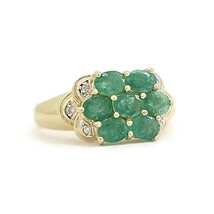 Authenticity Guarantee 
Vintage Oval Green Emerald Cluster Diamond Cockt... - $995.00