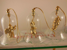 Crystal Christmas Bell Set with Gold Figures 2.75&quot; to 3&quot; - $278.56 MXN