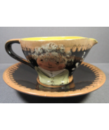 Pottery Cup &amp; Saucer Arnold Zahner Swiss Hand Painted 2 Girls 5&quot; x 2&quot; Vi... - £27.96 GBP
