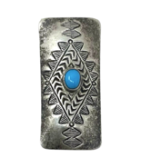 Stainless Stamped Silver Southwestern Shadowbox Money Clip w/ Blue Turqu... - $40.00