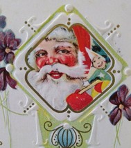 Santa Claus Embossed Christmas Postcard Series 2000 Vintage Unused Jester Toy - £25.40 GBP