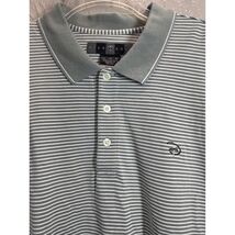 NIKE GOLF Men&#39;s XL Striped Polo Shirt Dry-Fit Short Sleeve Gray White - $39.17 CAD