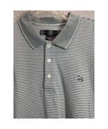 NIKE GOLF Men&#39;s XL Striped Polo Shirt Dry-Fit Short Sleeve Gray White - $39.17 CAD