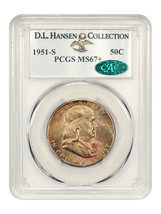 1951-S 50c PCGS/CAC MS67+ Ex: D.L. Hansen - £4,014.69 GBP