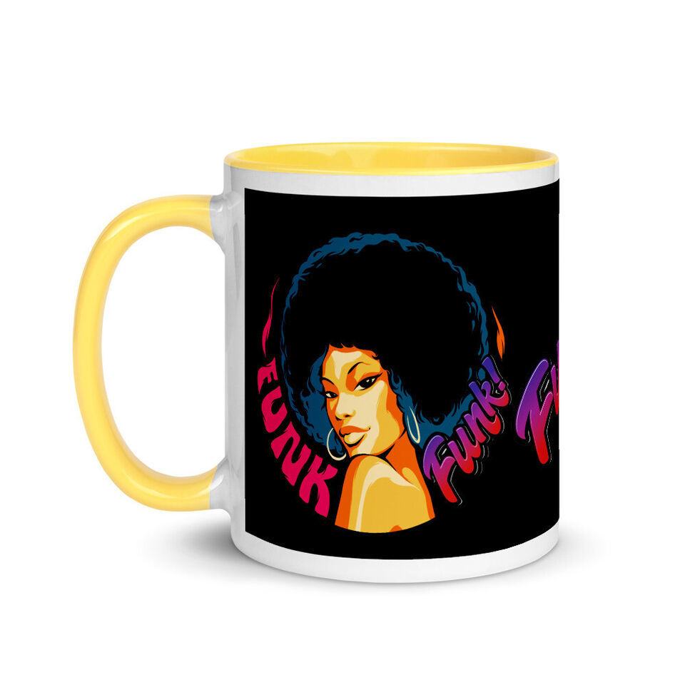 Funk Music Retro Image Beverage Mug with Color Handle &amp; Interior - $18.99