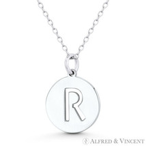 Initial Letter &quot;R&quot; Cutout 20x15mm Round Disc 925 Sterling Silver Charm / Pendant - £12.29 GBP+