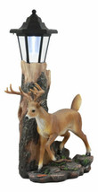 The Emperor 12 Point Buck Deer Statue Rustic Forest Tree Solar LED Light Outpost - $76.99