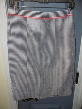 J.Crew No. 2 Pencil Skirt Candy Striped Seersucker Neon Pipe Size 4 Women&#39;s EUC - £18.29 GBP