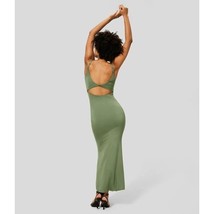 Halara Backless Twisted Cut Out Adjustable Strap Bodycon Maxi Dress Green M - £26.37 GBP