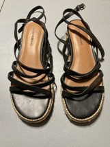 Lucky Brand Womens Nemelli Black Strappy Leather Espadrilles Shoes Size 7.5 - $19.31