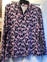 NWT GOTTEX Navy Blue Pink Flamingo Golf Tennis Long Sleeve Mock Shirt S M L XL image 2