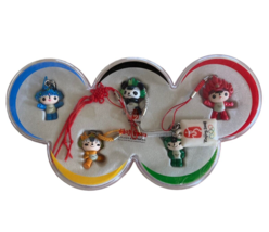 2008 Beijing Olympic Mascot Fuwa Collectible 5 Character Keychain Set NEW - £36.92 GBP