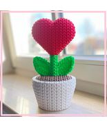 Crocheted Heart Flower in Pot | Unique Knitted Braided Style Home Decor ... - $22.97