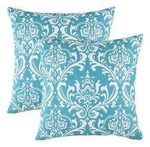 TreeWool (Pack of 2) Decorative Throw Pillow Covers Damask Accent in 100% Cotton - £13.55 GBP