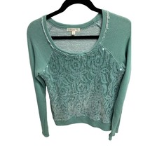 Love Fire Womens Size Large Green Frayed Hem Pullover Sweatshirt Grunge ... - $14.84