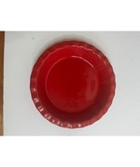 RARE Le Tauci Red Pie Dish Plate Fluted Edge Stoneware Baking Pan 9 inch - $18.50