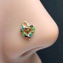 Ethnic Heart 14k Real Gold CZ Twisted Nose Stud 24g - £48.41 GBP