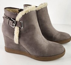 Unisa Boots Womens Size 8.5M Mobii Gray Suede Buckle Mom Core Wedge Bootie - £39.56 GBP