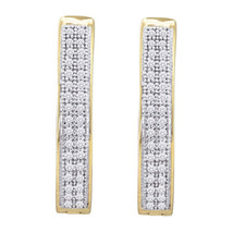 10k Yellow Gold Womens Round Diamond Double Row Hoop Earrings 1/5 Cttw - £239.00 GBP