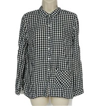 J Jill Petites Button Down Shirt Size Small Black White Gingham Long Sleeve - £24.98 GBP