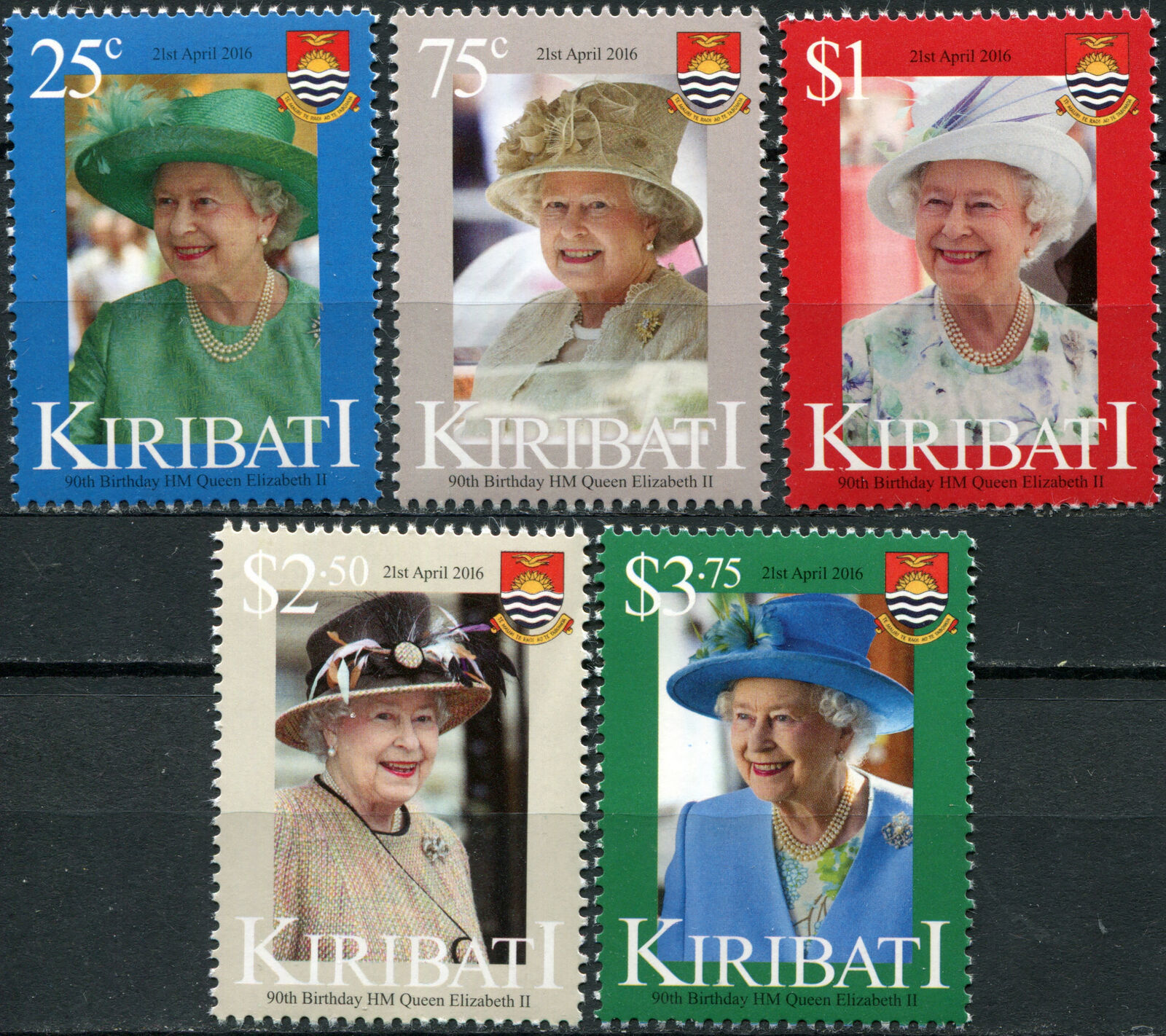 Primary image for Kiribati. 2016. 90th Birthday of Queen Elizabeth II (MNH OG) Set of 5 stamps