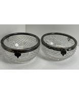 Two Small Diamond Point Bowl with Silver Plated Rim 3 Silver Rim Design ... - £18.36 GBP