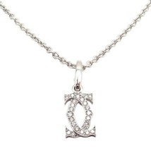 Authentic! Cartier Double C 18k White Gold Diamond Pendant Necklace - £5,076.89 GBP