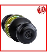 Classic Matte Black Door Knob with Key Lock - Durable Alloy Steel Design - $35.37 CAD