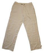 JM Collection Linen Pants Womens 8 Petite Cream Straight Leg Elastic Dra... - $24.91 CAD