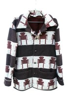 Woolrich VTG 1970s Mens Southwest Wool Coat Aztec Jacket Leather Buttons... - $222.75