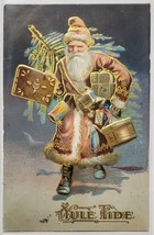 Father Christmas Old World Santa Claus Gifts Tree Gilded Yule Tide Postcard Q30 - £23.12 GBP