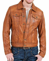 Men&#39;s Brown Jacket Biker Real Lambskin Leather Jacket Handmade Stylish C... - £84.08 GBP+