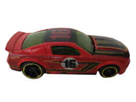 Hot Wheels Custom &#39;07 Ford Mustang Red Black Art Car Diecast Toy Pixelated 2007 - £3.98 GBP