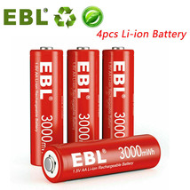 4Packs 1.5V Li-Ion Aa Battery 3000Mwh Rechargeable Aa Lithium Batteries - £30.29 GBP