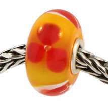 Authentic Trollbeads Glass 61308 Red Flower RETIRED - £10.76 GBP