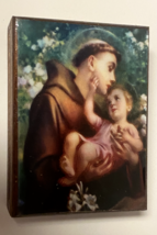 Saint Anthony of Padua Wood Rosary Box with Rosary, New from Colombia #L034 - $29.69
