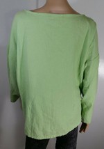 Soft Surroundings Green Tunic Hi- Low Blouse Top Cotton 3/4 Sleeves Sz Med - £16.22 GBP