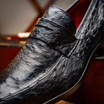 Salvatore Genuine Quill Ostrich Leather Slipon Black image 11