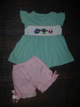 New Boutique Nasa Ufo Alien Girls Shorts Outfit Set - £8.85 GBP