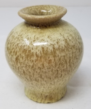 Earth Tone Speckled Glaze Vase Handmade 1970s Round Flared Small  - $18.95