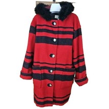 Tasha Polizzi Saddle Blanket Coat Womens M Red Western Stripe Hooded Fau... - £38.38 GBP