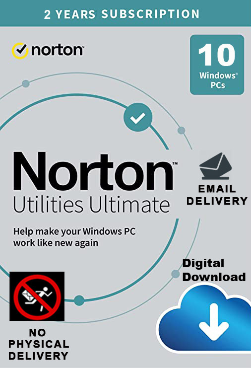 Norton Utilities Ultimate 2 Years 10 Windows PCs Global Key Digital Down... - $79.99