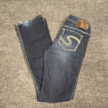 Silver Jeans Frances Women 25x33 (Actual 28x33) Blue Denim Pants Distressed - £35.22 GBP