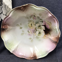 Stunning R S Germany Prussian Green Pink Brown Bowl Victorian Roses Damaged - £7.86 GBP
