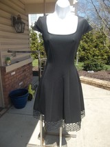 NWT DONNA RICCO BLACK SCUBA DRESS W LACE HEM 4 - $39.99