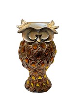 Beautiful Ornate Copper Owl Decorated with Gold Teardrop Acrylic Gems 14.5” x 8” - £79.11 GBP