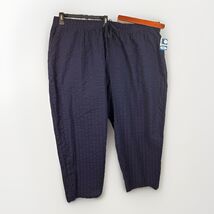 Woman Within 30W Petite Navy Blue Seersucker Cropped Pants Elastic Waist... - $29.24